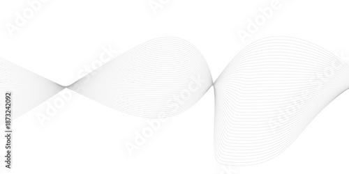 Stylized flowing grey waves rendered with smooth wireframe precision on a clean white field, producing a seamless abstract pattern suited for tech-driven projects, business media, scientific 