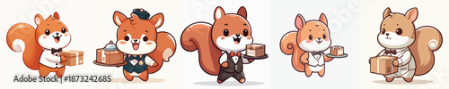 cute squirrel vector carrying cardboard