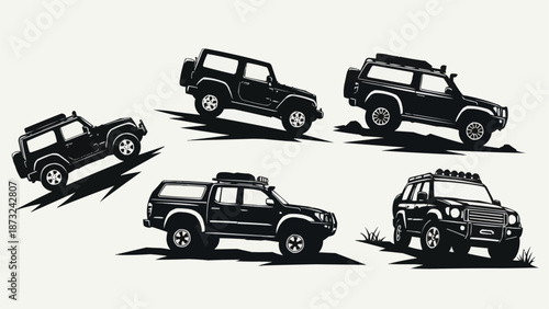 Collection of Off Road Vehicles in Dynamic Poses.