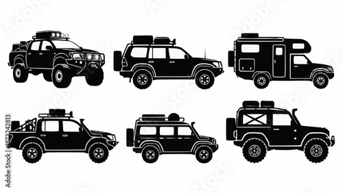 Collection of Off Road Vehicles Silhouettes.