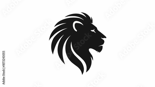 Black Silhouette of a Majestic Lion Head Profile.