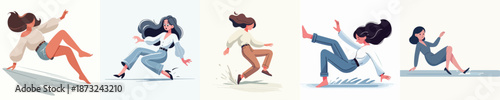 vector of woman slipping