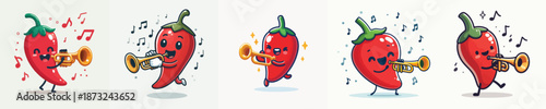 cute chili vector playing trumpet