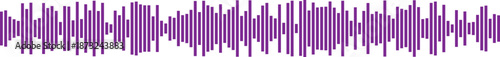 A rhythmic arrangement of purple vertical bars generates a symmetrical oscillating wave pattern