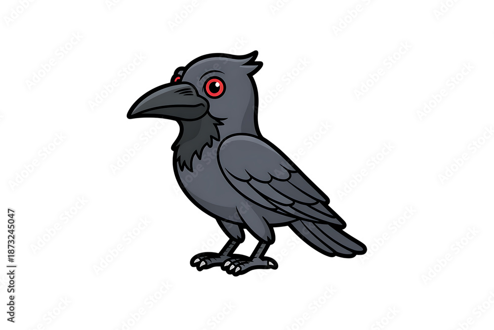 Fototapeta premium Cartoon crow with red eyes