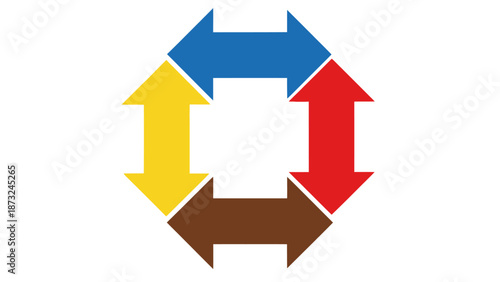 Four Colorful Arrows Forming a Circle on White Background