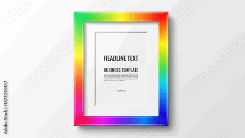Rainbow Colored Frame with White Background and Sample Business Template Text