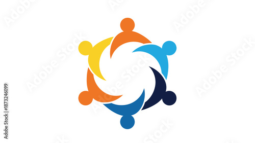 Diverse People Unity Logo Design on White Background