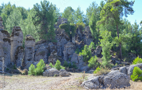 Turkey, Antalya, the ancient city of Selge, the man rocks and wonderful nature.