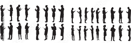 "Dialogue in Silhouette: 30 Figures in Social Engagement"