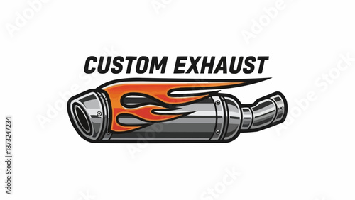 Custom Motorcycle Exhaust Pipe with Flames.