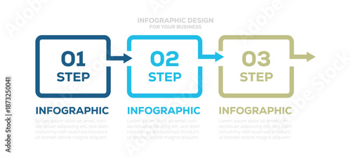  Infographic arrow design with 3 options or steps. Infographics for business concept.  Website template on white background for concept modern design. Horizontal layout. Vector design.