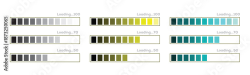 Loading bar 70-100 Vector. Orange Progress Bar Set. percentage and countdown diagram used for statistical infographic, loading, download and countdown meter preogres bar.