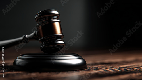 Judge gavel law justice wooden desk legal power authority symbol courtroom decision focus