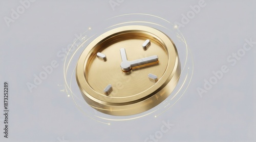 3D golden clock icon with glowing accents,minimal luxury time symbol for business deadline,reminder or countdown related themes