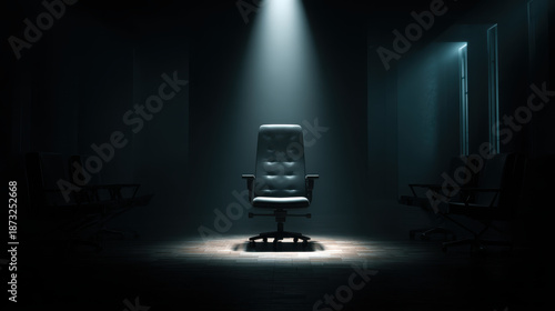Authority spotlight chair power leadership dark room authority spotlight chair power leadership dark room empty mystery business