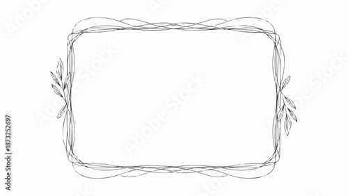 Elegant Hand Drawn Floral Border Frame Design.