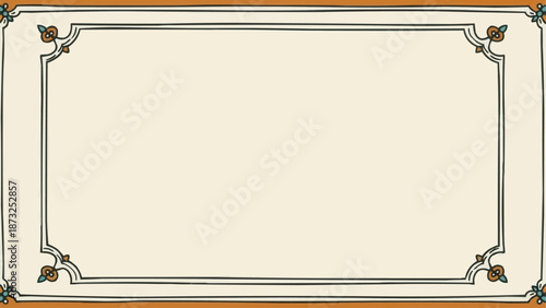 Elegant Vintage Decorative Frame with Ornate Corners and Border.