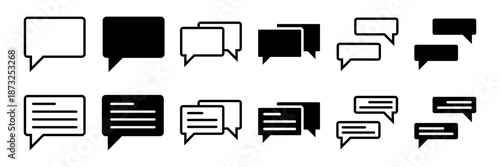 Chat icon set. A set of various communication bubble speech chat message box icon. Useful for website, user interface, mobile apps, presentation, design template and more.