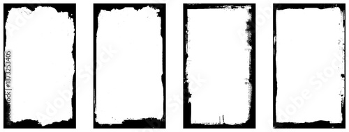 Grunge frame on a white background. Old frame with dust texture.  Dirty retro border. 