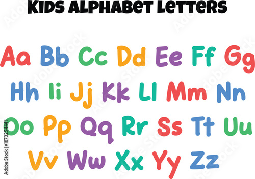Colorful upper and lowercase alphabet letters for education and learning Isolated on transparent background.