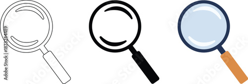 Magnifying glass search Icon bold outline research symbol vector Illustration.