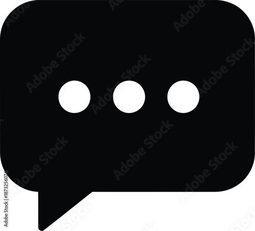 Message icon showing three dots inside speech bubble symbolizing ongoing communication or typing activity minimalist digital graphic design element