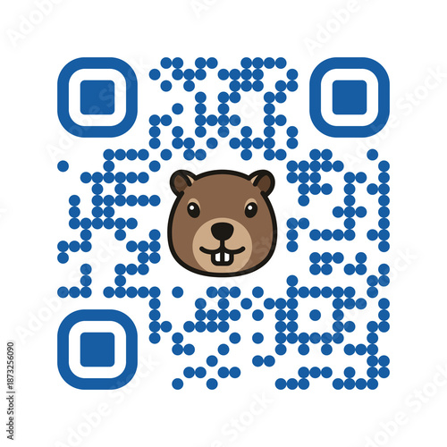 Smartphone readable QR code Happy Groundhog Day with icon of groundhog face. Vector illustration