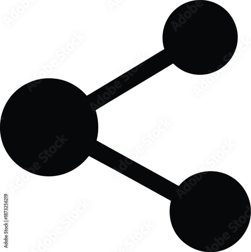 Network connection or data sharing symbol with three interconnected dots representing sharing information and digital communication link