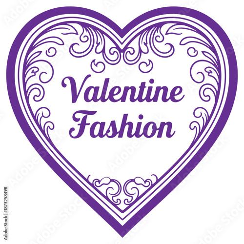 Valentine Fashion Heart Design Purple Decorative Frame Isolated on Transparent Background