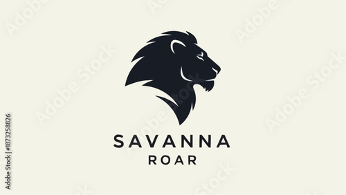 Lion Head Silhouette Savanna Roar Logo.