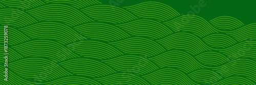 farm green banner, organic abstract background with fields. wavy green lines, natural organic products. ecology background. striped farmer green Pattern