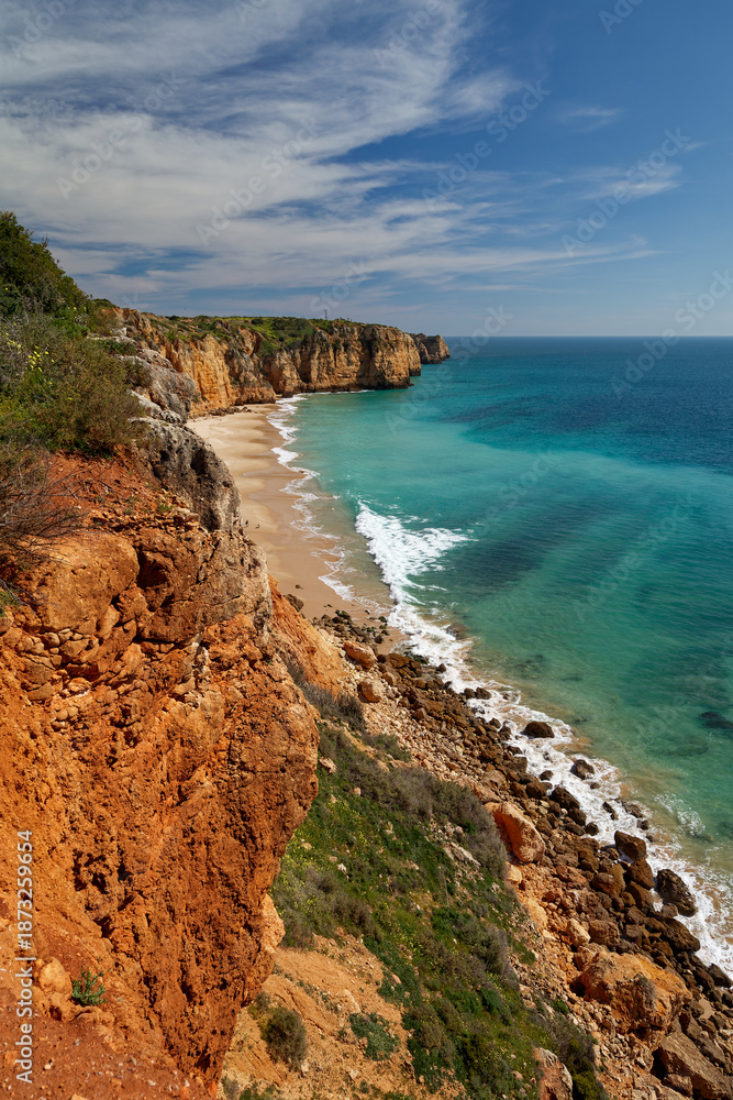 Obraz premium Ponta da Piedade - die imposante Felsküste am Atlantik bei Lagos, Algarve, Portugal, Europa
