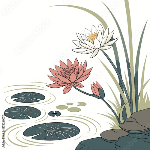 Serene water lily pond