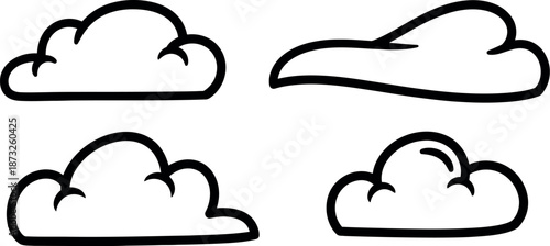 Collection of simple hand drawn cloud shapes