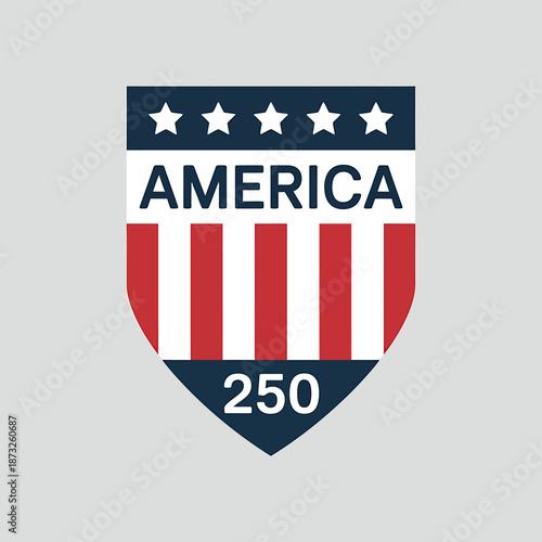 Patriotic America 250 Shield Logo Design Element