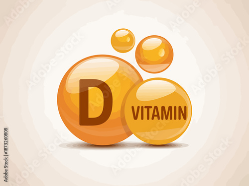 Vitamin D Illustration with Orange Bubbles and Text