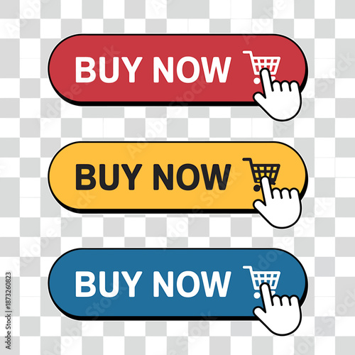 Colorful Buy Now Buttons with Shopping Cart Icons