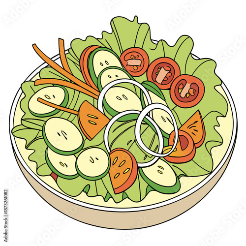 Colorful salad with vegetables in a bowl lettuce tomatoes