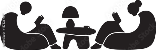 Silhouette of three people sitting in a social setting