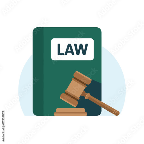 Law book with gavel symbolizing justice and legal system