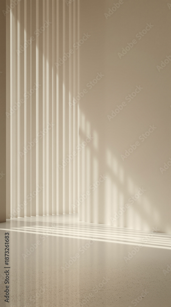 Fototapeta premium Soft Dusty Light on Empty Wall.Desaturated cinematic still.