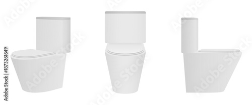toilet set with different view vector illustration isolated on white background.	