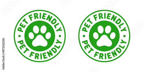Green Pet Friendly Logos with Paw Prints for Business Marketing