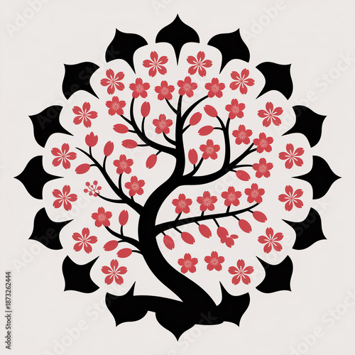 Vibrant cherry blossom tree in full bloom