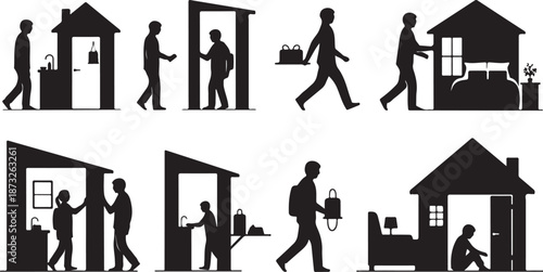 Moving into a new home with furniture and boxes