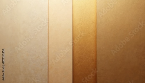 Abstract background panels show textured surfaces in shades of gold beige, brown. Subtle light gradient creates depth, highlights material variations. Naturalistic earth tones offer sophisticated