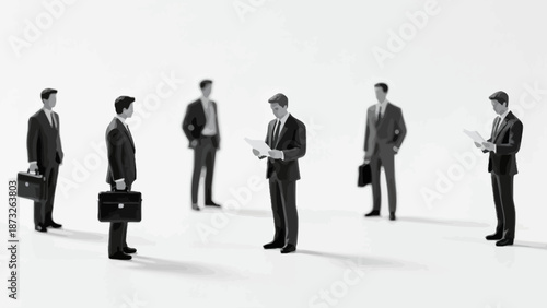 Miniature business men in suits