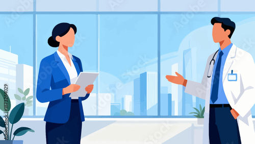 Doctor and businesswoman in office