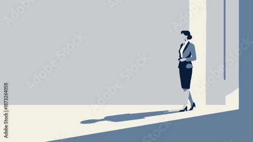 Businesswoman in minimalist office setting